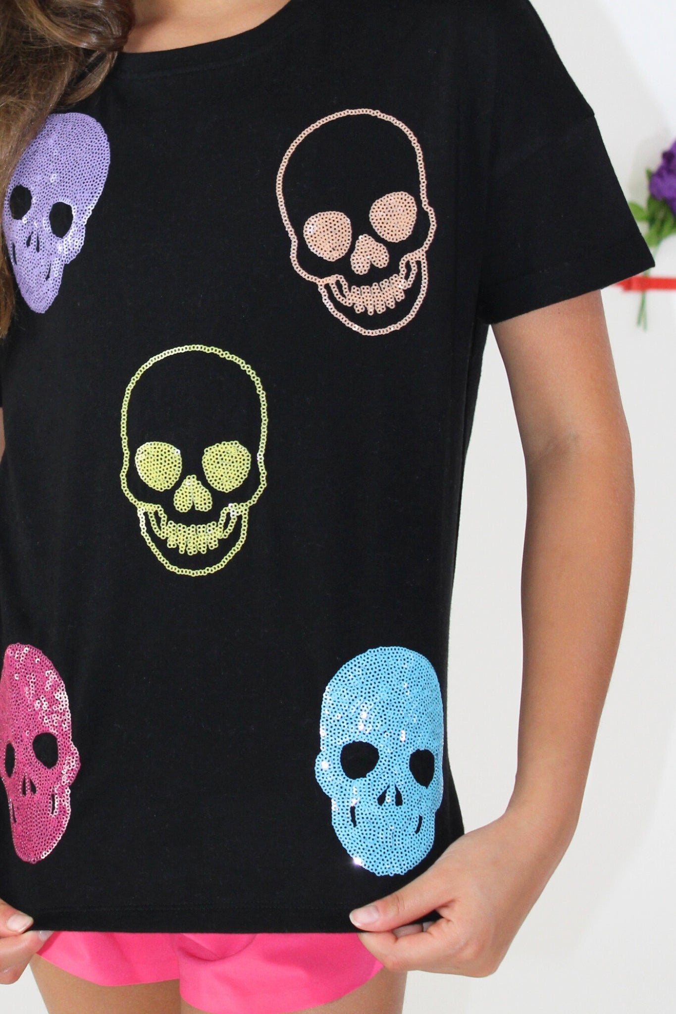 Sequin Skulls Tee