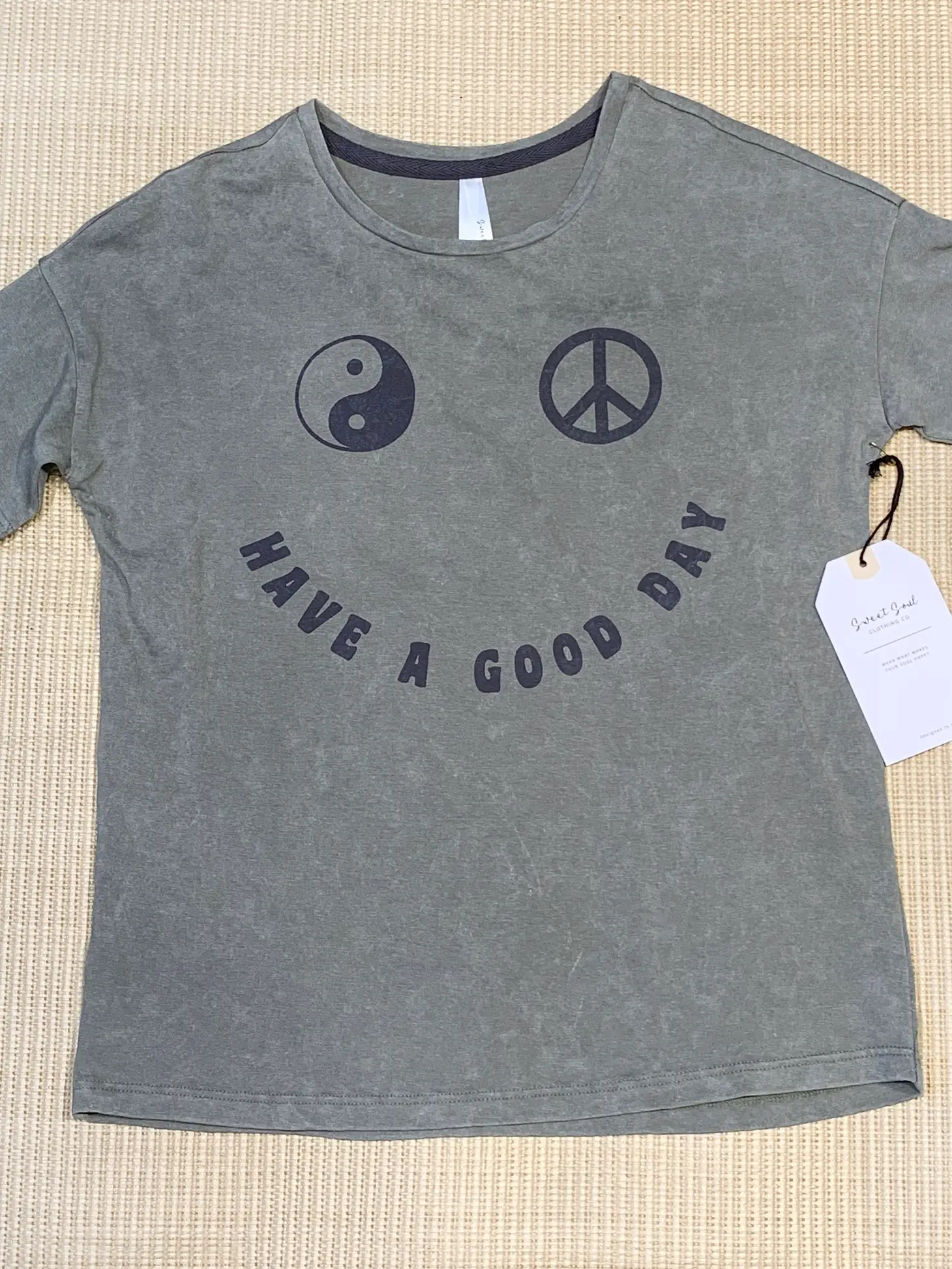 Have A Good Day Ying Yang Peace Sign Happy Face - TWEEN GIRLS
