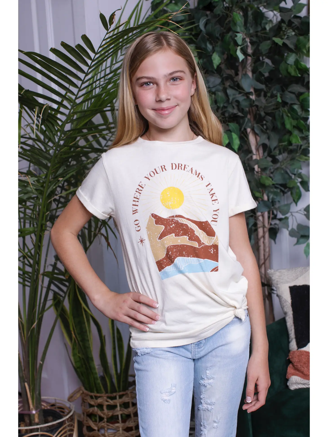 Go Where your dreams take you landscape tween graphic tee - TWEEN GIRLS